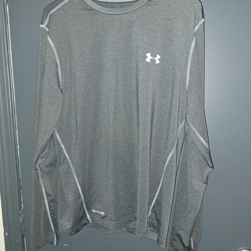 Under Armour Dark Gray Long Sleeve Shirt Heat Gear Mens Large